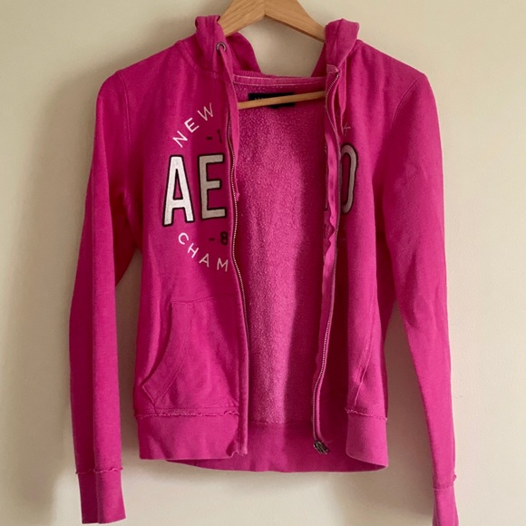 PINK AEROPOSTALE ZIP UP HOODIE - Picture 6 of 7